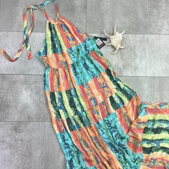 🔆O’NEILL🔆 JENNIFER MAXI DRESS vacation adjustable floral Hawaiian Maxi - Picture 3 of 14